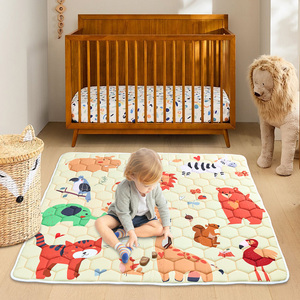 Tapis de jeu antidérapant pour bébé, pliable, lavable en machine, imprimé animal, matelas pour parc de jeu, pour tout-petits et nourrissons - Product Image 1