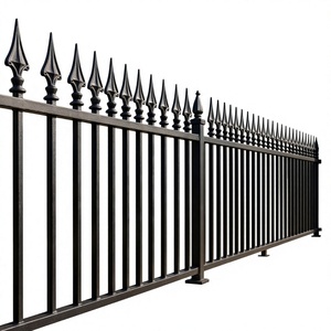 Valla de Seguridad Clásica de Hierro con Puntas en la Parte Superior, Acabado Pintado, Forma Rectangular - Product Image 1