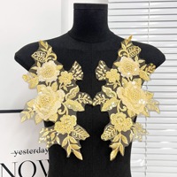 PE532 Vente en gros, lot de patchs brodés colorés à coudre, fleurs 3D en sequins, appliques DIY pour robe de mariée