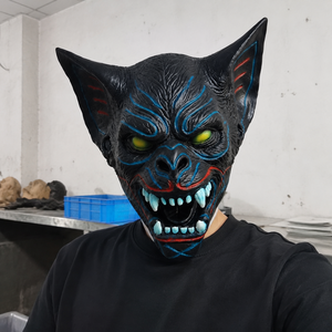Máscara de Demonio de <span class=keywords><strong>Cara</strong></span> Completa, Realista, de Látex, Divertida, con Colmillos y Ojos Brillantes, para Halloween, Cosplay, Fiestas, Accesorios Personalizados - Product Image 2