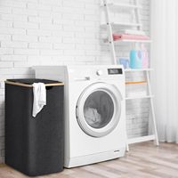 Pli durable en plastique tissu étagère lavage stockage enfants bambou sacs bacs pliable poignées rotin rond panier à linge pliable