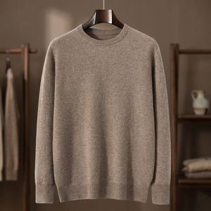 Pull à manches longues pour homme, collection hiver, confortable, respirant, couleur unie, cachemire, logo au dos du col - Product Image 3
