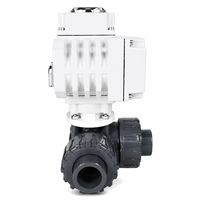 Válvula de Bola de Plástico UPVC Eléctrica de 3 Vías con Puerto T o Puerto L, 24 V CC, 220 V CA, 1 Pulgada DN25, 2 Pulgadas, RS485 Modbus ON/OFF o 4-20 mA