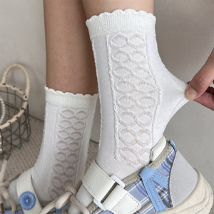Women's Pure Cotton Mid-Calf <b>Socks</b> Seamless Breathable Solid Color Casual Style - Product Image 3
