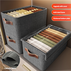 Boîtes de rangement pliables en tissu avec couvercle pour la maison, organisateur de vêtements pour armoire, organiseur de tiroirs pour chemises, pantalons, jeans - Product Image 2
