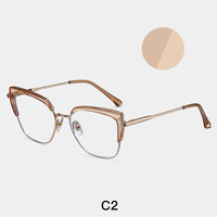 À la mode de couleur mixte femmes oeil de chat pleine jante lunettes cadre plat miroir Anti-lumière bleue lunettes cadres visage forme toute la chine
