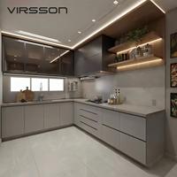 Ensemble d'armoires de cuisine modulaires de luxe en marbre avec robinet pour usage commercial et résidentiel, fabriqué en Chine