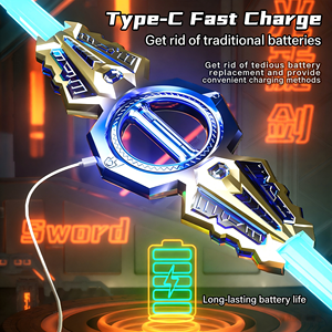 <span class=keywords><strong>Sabre</strong></span> <span class=keywords><strong>laser</strong></span> rotatif en plastique à double tranchant avec lumières LED clignotantes, rechargeable, pour enfants, idéal pour les fêtes et le cosplay - Product Image 3