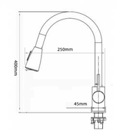 Keran Dapur Modern Klasik Satu Gagang Hitam Stainless Steel untuk Pemasangan di Dek, Dilengkapi Keramik Reverse Osmosis (RO) untuk Air Minum