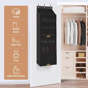 Over The Door <b>Shoe</b> Organizer 8 Pockets Dustproof Hanging <b>Storage</b> For <b>Shoes</b> Behind Doors On Walls Black Polyester - Product Image 5