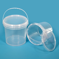 Seau rond en plastique transparent de 2 L pour bonbons et miel, avec couvercle, qualité alimentaire, logo personnalisé, flexographie