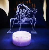 Lampe de nuit 3D Anime de haute qualité et tendance, option d'impression personnalisée, lampe à 7 couleurs changeantes, One Piece Luffy pour enfants