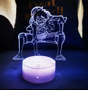 Lámpara Nocturna 3D de Anime de Alta Calidad y Diseño Moderno, Opción de Impresión Personalizada, Lámpara con 7 Colores Cambiantes, One <span class=keywords><strong>Piece</strong></span> Luffy para Niños - Product Image 4