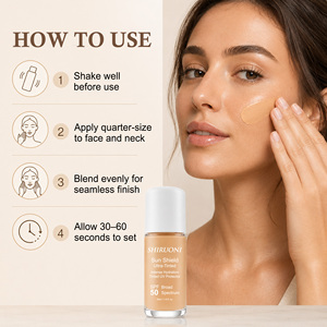 Crème solaire teintée SPF50 à label privé OEM, sans <span class=keywords><strong>nano</strong></span>-<span class=keywords><strong>oxyde</strong></span> <span class=keywords><strong>de</strong></span> <span class=keywords><strong>zinc</strong></span>, niacinamide, peptide, hydratante, apaisante, protection UV, maquillage du visage - Product Image 5