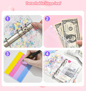PVC Binder Cover Planners and <strong>Journals</strong> Transparent Laser Refillable Colored Loose Leaf Ring Cash Stuffing Binder With Envelopes - Product Image 4
