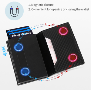 Cartera Magnética Personalizada al por Mayor para Hombre y Mujer con Bloqueo RFID, Tarjetero Emergente de Aluminio, Tarjetero Delgado de Cuero con Cremallera - Product Image 3