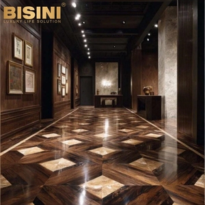<span class=keywords><strong>Pavimento</strong></span> in Legno di Lusso Stile Europeo Antico, Parquet Artistico con Motivo Geometrico <span class=keywords><strong>a</strong></span> Doppio Diamante Centrale, <span class=keywords><strong>Pavimento</strong></span> in Legno Ingegnerizzato - Product Image 2