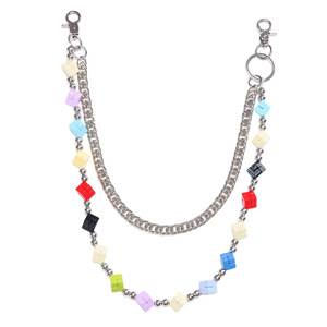 Cheese Cube Colorful Double Layered <b>Waist</b> <b>Chain</b> Hip Hop Denim Pants <b>Chain</b> Unisex Daily Wear Zinc Alloy - Product Image 5
