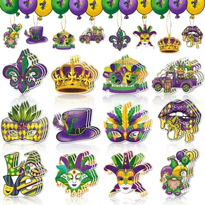 Mardi Gras Happy Birthday Party Decoration New Orleans Carnival Themed Birthday Party Supplies Hanging Ornament