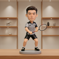 Figurines de joueur de badminton en résine peintes à la main en 3D personnalisées, figurines d'action de collection personnalisées pour la décoration de bureau