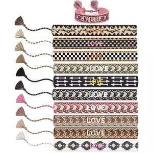 Pulseras de Jacquard <span class=keywords><strong>con</strong></span> texto personalizado HLC, pulseras ajustables tejidas, ¿qué haría Jesús, pulsera de <span class=keywords><strong>amistad</strong></span> para festivales? - Product Image 4
