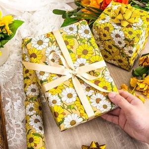 Kraft Floral Gift Wrapping <b>Paper</b> Roll Yellow Daisy 23.4 Square Feet Craft <b>Paper</b> Wedding Anniversary Birthday Easter - Product Image 6