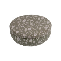 Boîte en métal ronde de grande taille à motif floral personnalisé, avec impression offset et matériaux recyclés, pour bougies