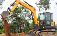 Excavatrice hydraulique SY55C de 5 tonnes, à commande hydraulique par capteur de charge, faible consommation de carburant, action fluide