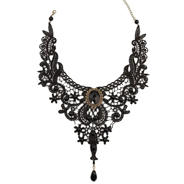 Women's Jewelry Black Lace Halloween Clavicle Chain Pendant Necklace