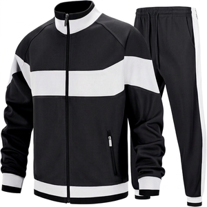 Conjunto Deportivo Color Block Negro para Hombre de Clothing Empire, Chaqueta de Manga Larga con Cuello Alto y Pantalones con Cintura Elástica - Product Image 1