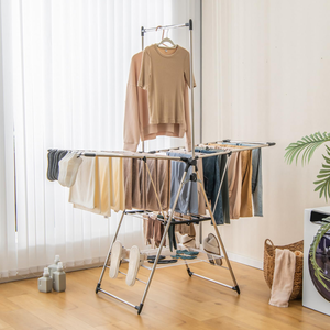 New Arrival Modern Stainless Steel Foldable Three-Layer Bathroom Coat Baby <b>Laundry</b> Racks for Drying Clothes Cloth Hanger Rack - Product Image 3