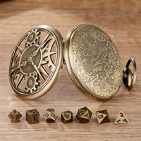 Mini-Würfelset mit Steampunk-Zahnrad-Würfelbox für Rollenspiele und Partys – D&D-Geschenke