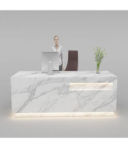 Atractivo sueño diseño retroiluminado mármol artificial semicírculo Escritorio <span class=keywords><strong>de</strong></span> <span class=keywords><strong>recepcionista</strong></span> - Product Image 4