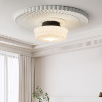 Plafonnier LED contemporain de style nordique avec base en fer et verre, finition noire, montage en surface, suspension AC, indice de protection IP33, 3500K, pour salon