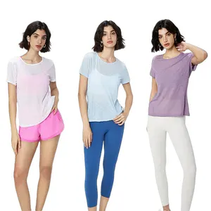 Yoga T-Shirt Ngắn Phong Cách T-Shirt Lỏng Ngoài Trời Tập Thể Dục Hàng Đầu Thể Thao Thoáng Khí Áo khoác Nữ Áo Tập Thể Dục Quần Áo Phụ Nữ