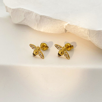 Ensemble de bijoux Little Bee en zircon, collier, bracelet, bague, boucles d'oreilles, acier inoxydable plaqué or PVD, tendance, pour mariage