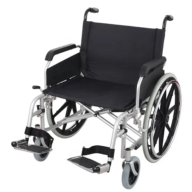 WH919 السمنة كرسي متحرك من الصلب مع الثقيلة الوزن قدرة مع 24 ''عجلات ممغنطة المستشفى كرسي متحرك المعوقين