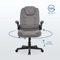 Silla de Oficina Ejecutiva de Tela con Respaldo Alto, Reposabrazos Abatibles a 90 Grados, Altura Ajustable, Reclinable, Silla de Escritorio para Oficina en Casa