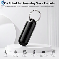 Enregistreur vocal de type pendentif S1+ avec trou pour cordon |   Mini enregistreur audio rond 32 Go avec indicateur LED pour les voyages