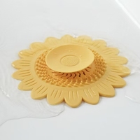 Couvre-drain en TPR de style tournesol, anti-odeurs et attrape-cheveux, filtre anti-obstruction pour évier, douche, salle de bain et cuisine