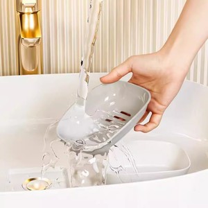 Support de rangement moderne en plastique double couche pour savon, design marbre, avec égouttoir, vente en gros pour la maison, la salle de bain et la buanderie - Product Image 3