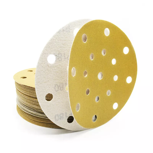 Disco de lija amarillo de fábrica Hoja abrasiva de gancho y bucle de óxido de aluminio para madera automotriz OEM/ODM compatible - Product Image 3