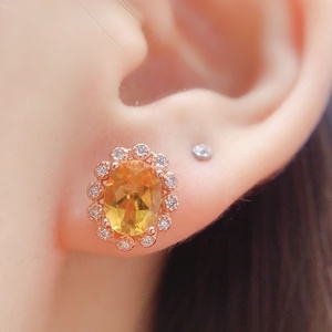 Di alta qualità S925 <span class=keywords><strong>pietra</strong></span> <span class=keywords><strong>preziosa</strong></span> citrina Set di anelli collana e orecchini squisito intarsio donne gioielli decorazione di nozze regalo - Product Image 5