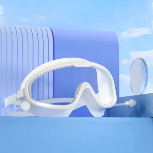 Lunettes de natation professionnelles étanches en silicone souple HD avec bouchons d'oreilles pour hommes et femmes, grand cadre, vente en gros - Product Image 5