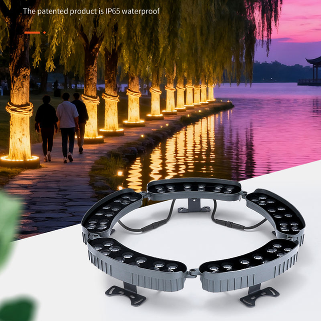 Ip65 Waterproof Landscape Outdoor Garden Spotlight12W 18W 48w Black Ring Rgb Colorful LED Hug Tree Light