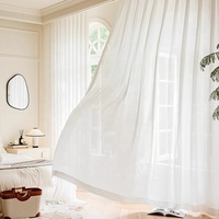 ZSATRR Voile écrasé taffetas léger matériau de pli rigide blanc rideaux transparents de luxe pour salon chambre fenêtres