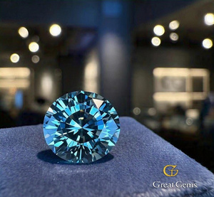 Pierre précieuse en vrac coupe ronde moissanite bleue, qualité AAA supérieure - Product Image 2