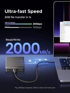 UGREEN <span class=keywords><strong>SSD</strong></span> <span class=keywords><strong>Externe</strong></span> 1 To - Jusqu'à 2000 Mo/s - Disque <span class=keywords><strong>SSD</strong></span> Portable en Aluminium Compatible USB 3.2 Gen 2x2, UASP & TRIM, Disque Dur <span class=keywords><strong>Externe</strong></span> - Product Image 2