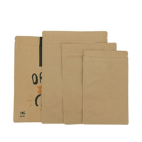 Emballage alimentaire à fond plat OEM, pochette debout de haute qualité, sac en papier Kraft biodégradable 100% recyclé