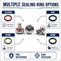 Vis de scellement à tête cylindrique en acier inoxydable M3 M4 M5 M6 6mm 10mm 15mm 20mm avec joint torique EPDM, zinguée, résistante à la pression
